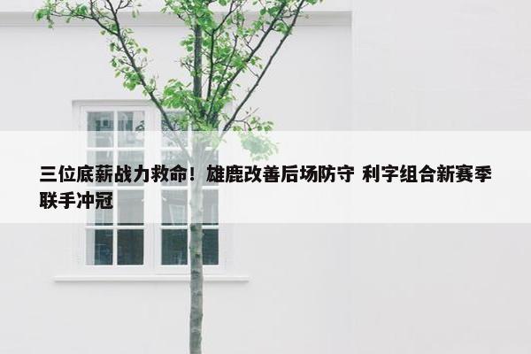 三位底薪战力救命！雄鹿改善后场防守 利字组合新赛季联手冲冠