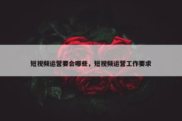 短视频运营要会哪些，短视频运营工作要求