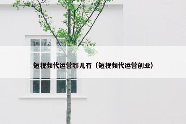 短视频代运营哪儿有（短视频代运营创业）