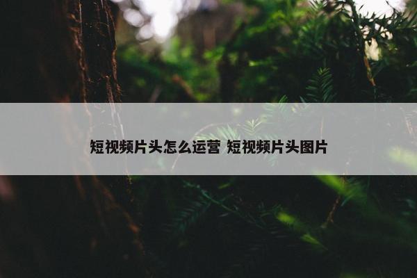 短视频片头怎么运营 短视频片头图片